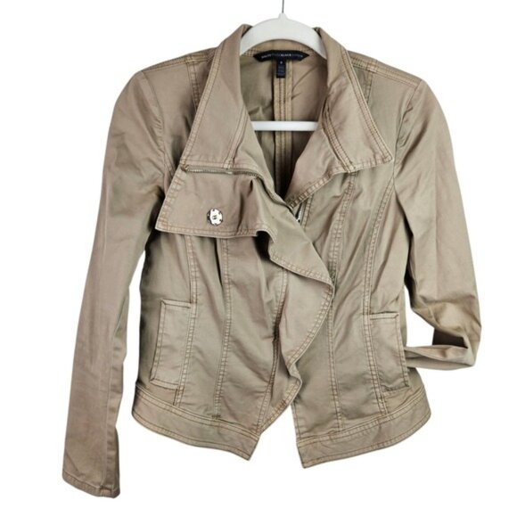 White House Black Market Womens Jacket Size 8 Tan Asymmetrical Zip Up - Picture 1 of 10